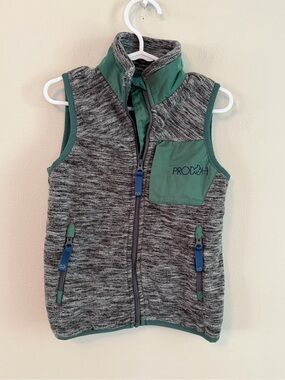 Prodoh Grey Knit Vest with Green Accents
